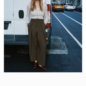 Zara Olive Wide-Leg Pants